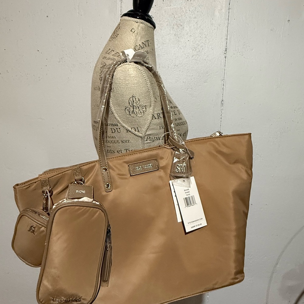 NWT Steve Madden Tan Women's Tote Bag Set